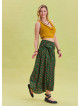 Gipe Waist Tied Green Patterned Ethnic Skirt 4501